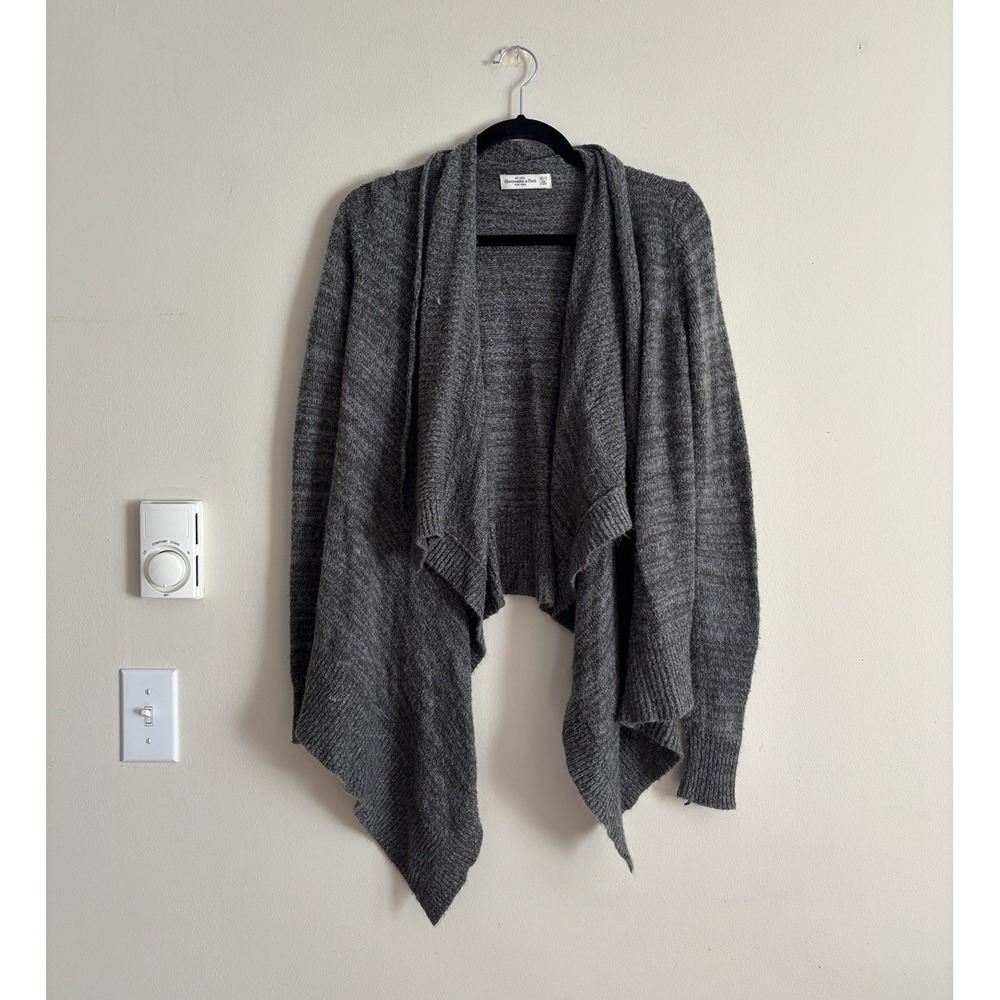 Abercrombie & Fitch Womens Small Open Front Cardigan Waterfall Wool Blend Gray
